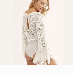 Free People Desert Daze White Crochet Lace Bodysuit